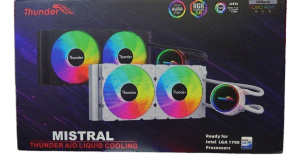 Thunder Mistral Black 240mm ARGB AIO CPU Cooler New