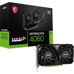 MSI Gaming GeForce RTX 4060 Ventus 2X Black 8GB OC GDRR6 Extreme Clock: 2505 MHz 128-Bit HDMI/DP Nvlink TORX Fan 4.0 Ada Lovelace Architecture Graphics Card