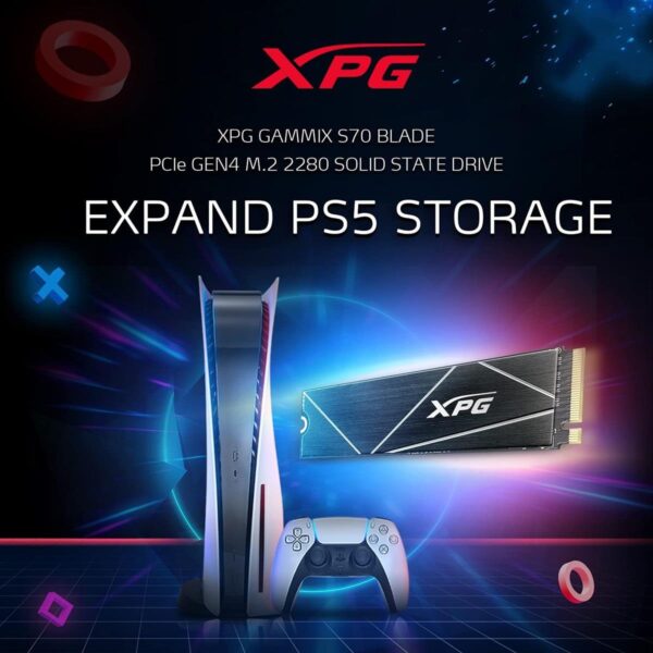 XPG Gammix S70 Blade 1TB - Works with PlayStation 5, PCIe Gen4 M.2 2280 Internal Gaming SSD Up to 7,400 MB/s - Image 3