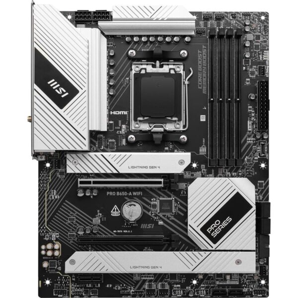 MSI Pro B650-A WiFi ProSeries Motherboard AMD Ryzen 9000/8000/7000 Series Processors, AMD AM5, ATX, DDR5 - Image 3