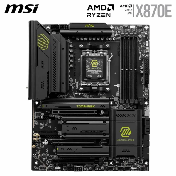 MSI MAG X870E Tomahawk WiFi Motherboard, ATX - Supports AMD Ryzen 9000/8000 / 7000 Processors, AM5-80A SPS VRM, DDR5 - Image 4