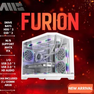AMS Furion mATX PC Case with 3x Infinity Mirror ARGB Fans
